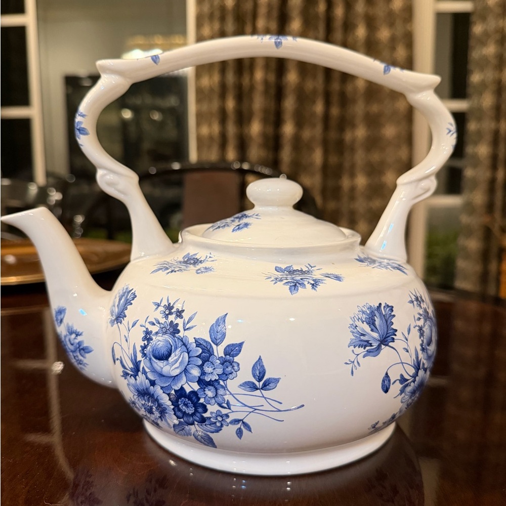 Rare Vintage Arthur Wood England 6317 Blue Floral Large English Tea Pot